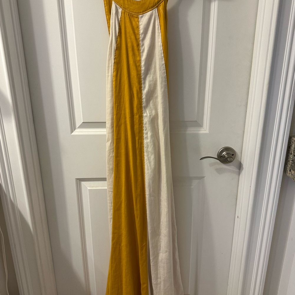 Maeve Yellow and Cream Maxi Dress